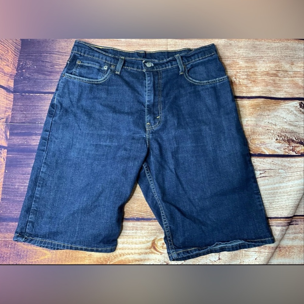 Levis Shorts Mens Size 33 Blue 569 Loose Straight 11.5" Inseam Dark Denim #1917
